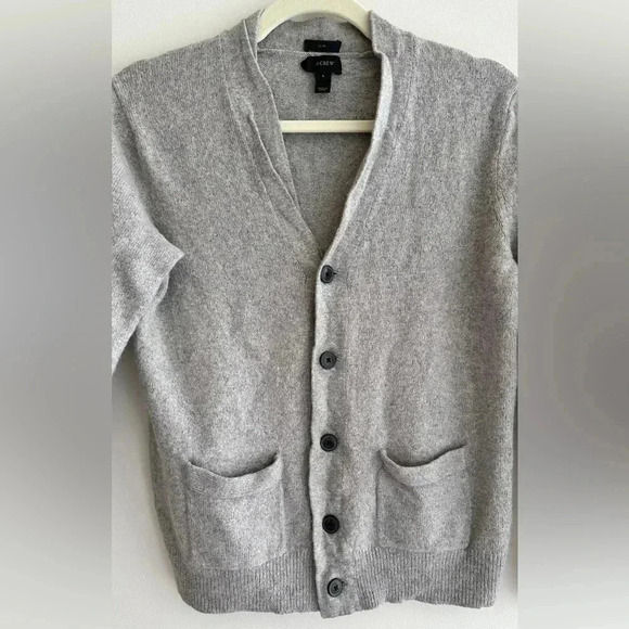 J. Crew Slim Grey Merino Wool Blend Button Down Cardigan, Boyfriend Cardigan, L - Picture 4 of 16
